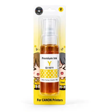 Blister sellado con botella de tinta amarilla de 70 ml compatible con impresoras Canon serie G