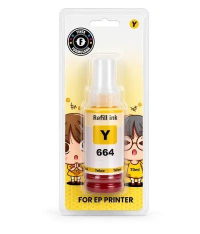 Blister sellado con botella de tinta amarilla de 70 ml compatible con impresoras Epson serie L