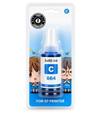 Blister sellado con botella de tinta cian de 70 ml compatible con impresoras Epson serie L