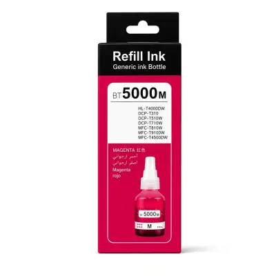 Caja y botella de tinta magenta BT5001 de 50 ml compatible con impresoras Brother DCP-T