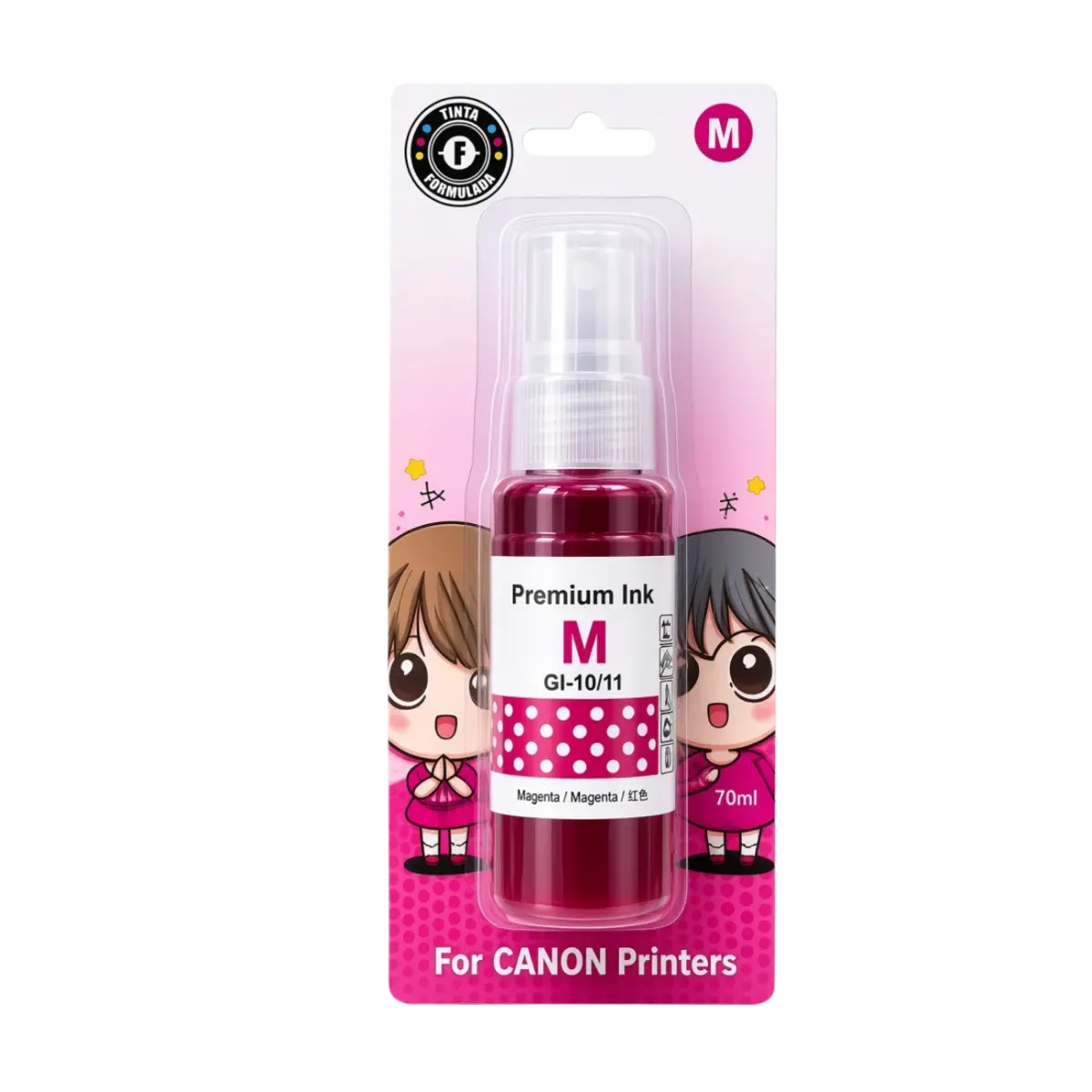 Blister sellado con botella de tinta magenta de 70 ml compatible con impresoras Canon serie G