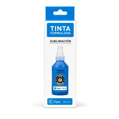 Caja y botella de tinta de sublimación cian de 100 ml compatible con impresoras Epson serie L