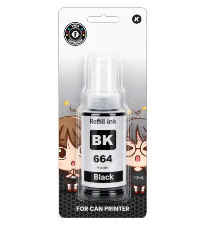 Blister sellado con botella de tinta negra de 70 ml compatible con impresoras Epson serie L