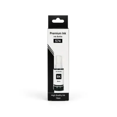 Caja con botella de tinta dye negra de 70 ml compatible con impresoras Epson serie 574
