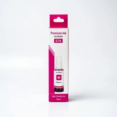 Caja con botella de tinta dye magenta de 70 ml compatible con impresoras Epson serie 574