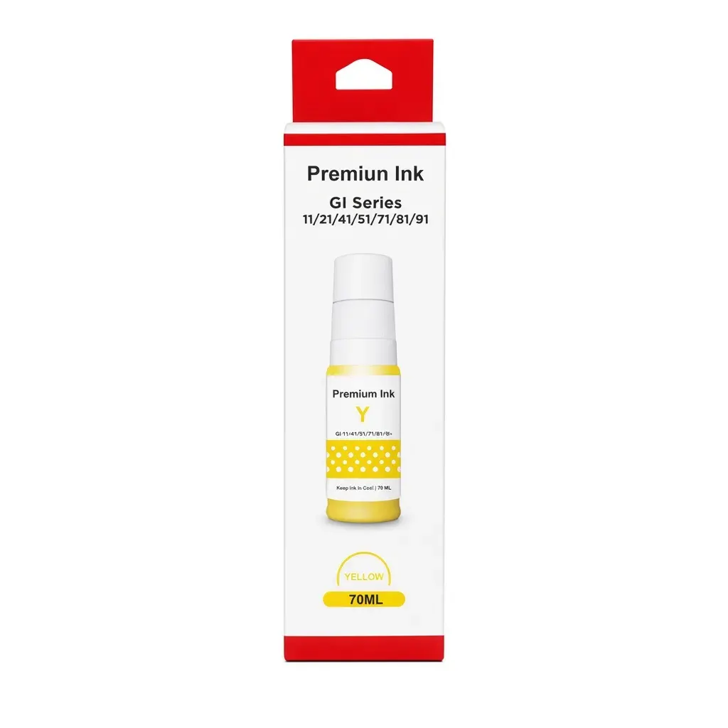 Caja y botella de tinta amarilla GI-10 GI-11 de 70 ml compatible con impresoras Canon serie G