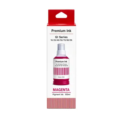Caja y botella de tinta magenta pigmentada GI-16 de 135 ml compatible con impresoras Canon serie GX