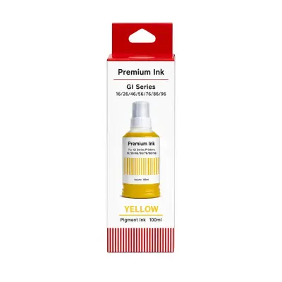 Caja y botella de tinta amarilla pigmentada GI-16 de 135 ml compatible con impresoras Canon serie GX