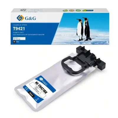 Caja y bolsa de tinta negra G and G T9421 R04XL de 180 ml compatible con impresoras Epson WorkForce Pro serie WF-C5000
