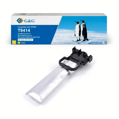 Caja y bolsa de tinta amarilla G and G T9414 R04L de 66 ml compatible con impresoras Epson WorkForce Pro serie WF-C5000
