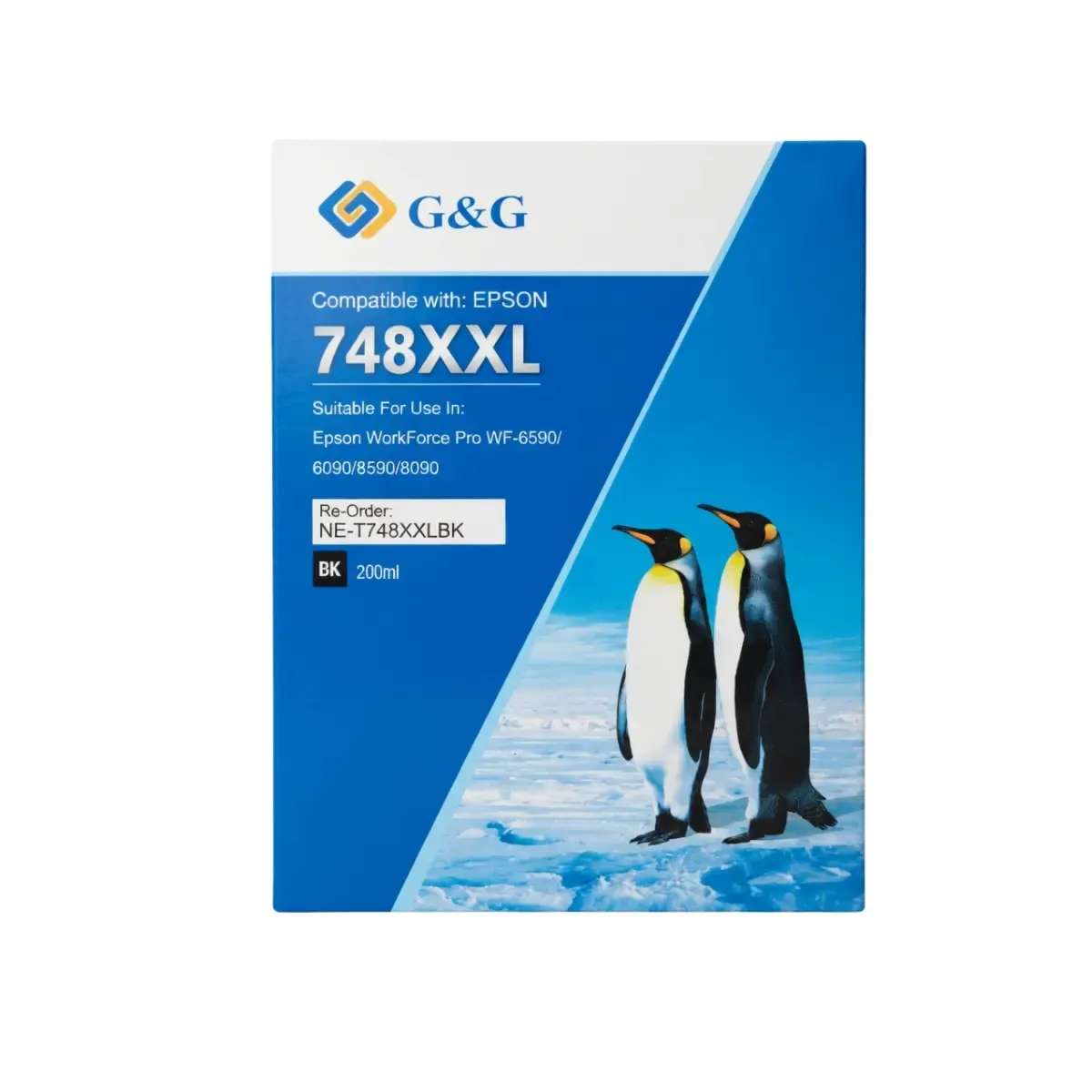 Caja de cartucho de tinta negra G and G 748XXL de 230 ml compatible con impresoras Epson WorkForce Pro