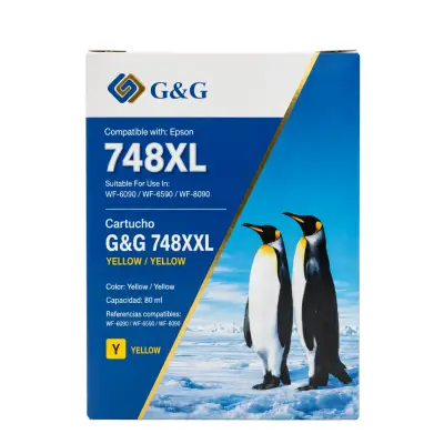 Caja de cartucho de tinta amarilla G and G 748XXL de 80 ml compatible con impresoras Epson WorkForce Pro