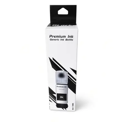 Botella de tinta compatible Epson 544 color negro de 70 ml, presentación in box, sobre fondo blanco