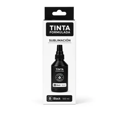Botella de tinta de sublimación compatible Epson 664673 color negro de 100 ml, sobre fondo blanco