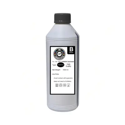 Botella de tinta pigmentada compatible Newprint de 1000 ml color Black, uso universal para impresoras Epson, Canon y HP, sobre fondo blanco