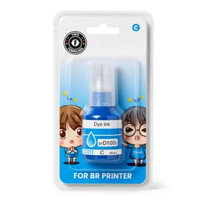 Blister sellado con botella de tinta cian de 50 ml compatible con impresoras Brother serie T
