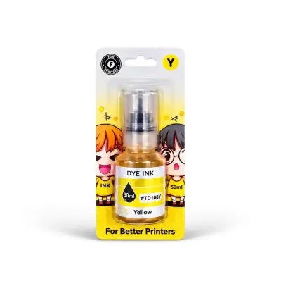 Blister sellado con botella de tinta amarilla de 50 ml compatible con impresoras Brother serie T