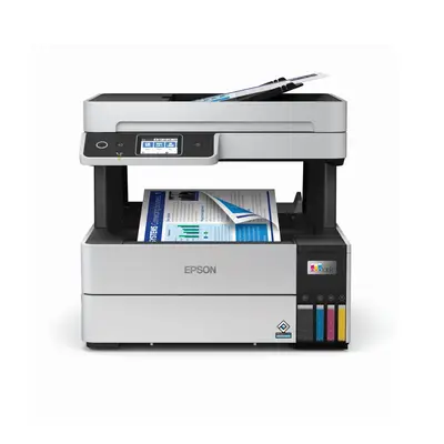 Impresora multifuncional Epson EcoTank L6490 vista de frente sobre fondo blanco