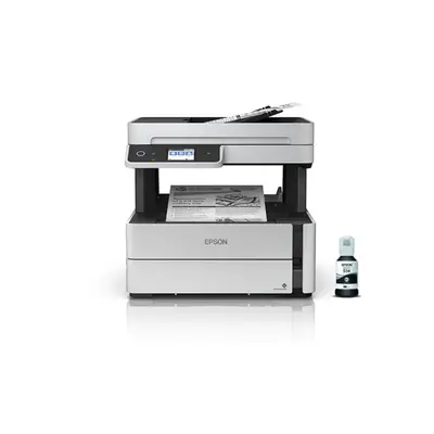 Impresora multifuncional monocromática Epson EcoTank M3170 vista de frente sobre fondo blanco