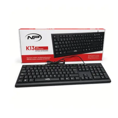 19888-3.jpg — Caja del teclado NP K13 con la marca y el modelo impresos al frente